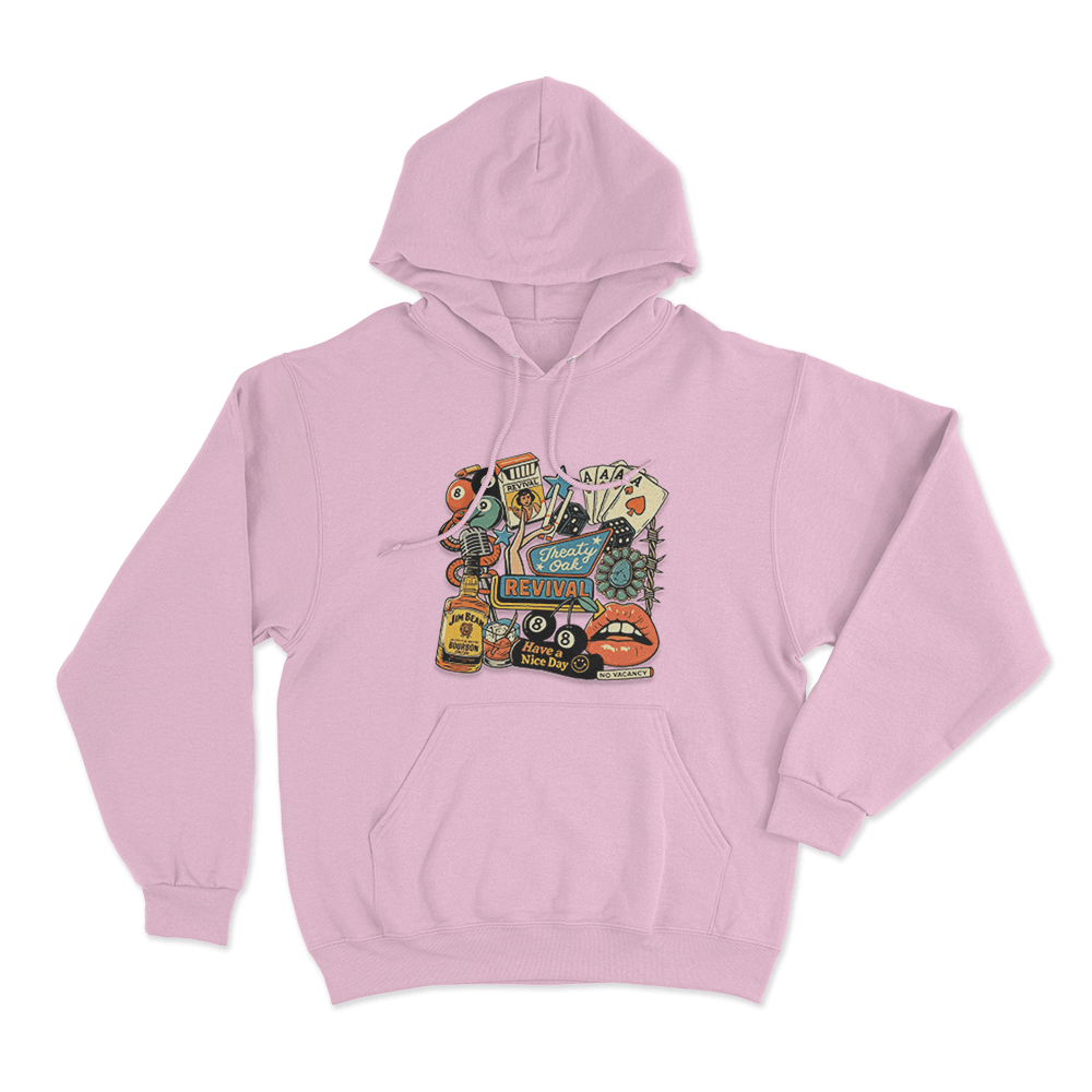 Treaty Oak Revival Collage Print Unisex Hoodie Pink Treaty Oak Revival Collage Print Unisex Hoodie Pink