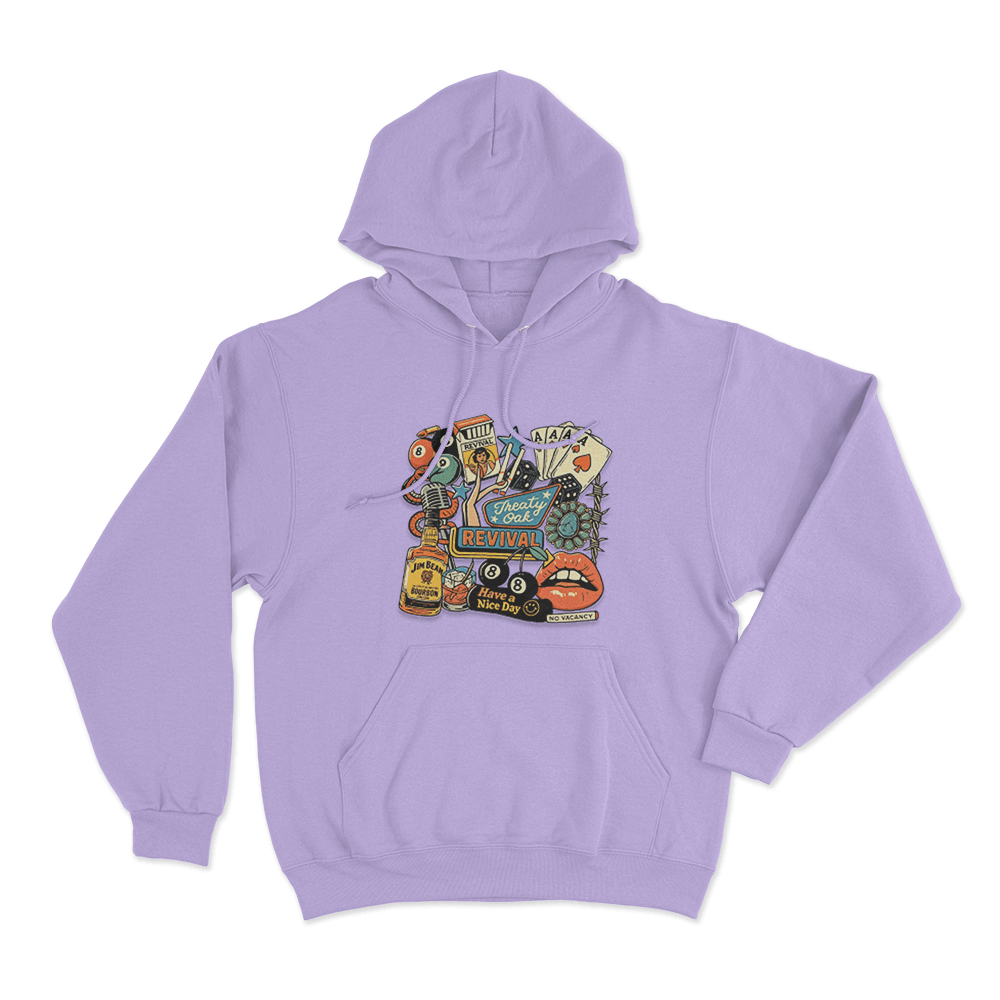 Treaty Oak Revival Collage Print Unisex Hoodie Purple Treaty Oak Revival Collage Print Unisex Hoodie Purple