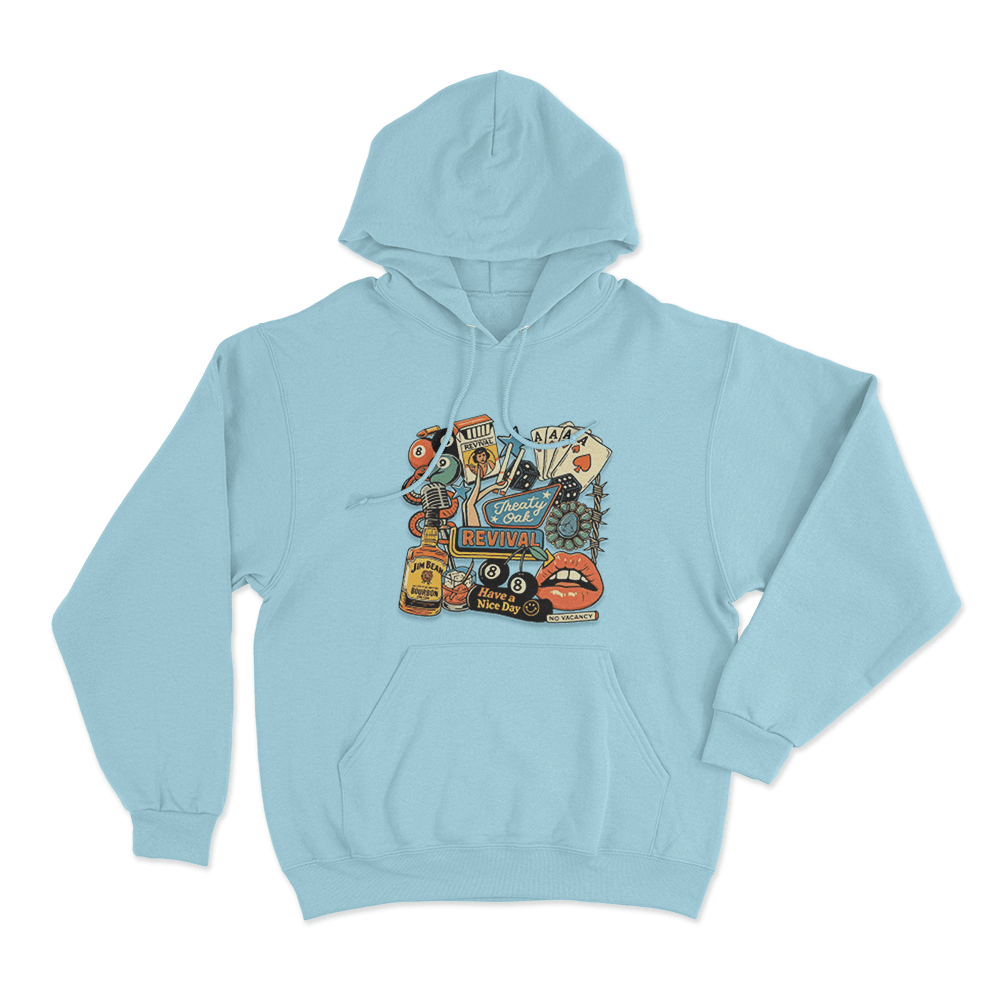 Treaty Oak Revival Collage Print Unisex Hoodie Sky Blue Treaty Oak Revival Collage Print Unisex Hoodie Sky Blue