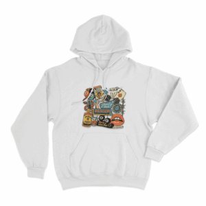 Treaty Oak Revival Collage Print Unisex Hoodie White